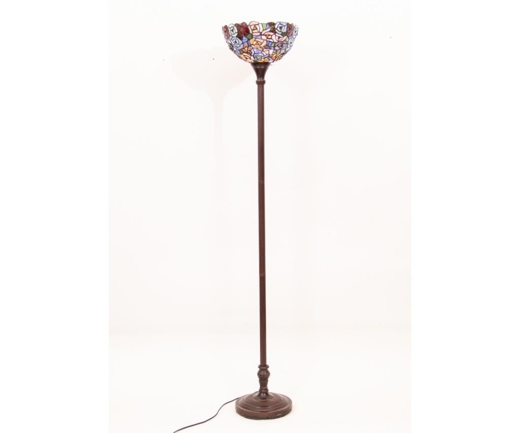 Appraisal: Large Tiffany style floor lamp with faux bronze metal base