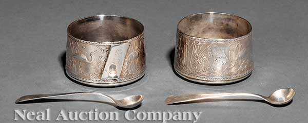 Appraisal: A Pair of American Aesthetic Sterling Silver Master Salts and