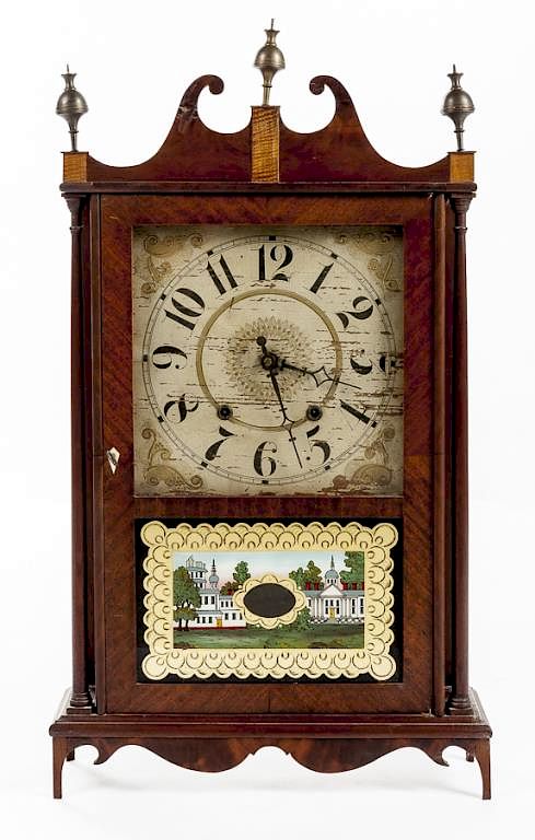 Appraisal: Eli Terry Jr Pillar Scroll Shelf Clock DESCRIPTION Eli Terry