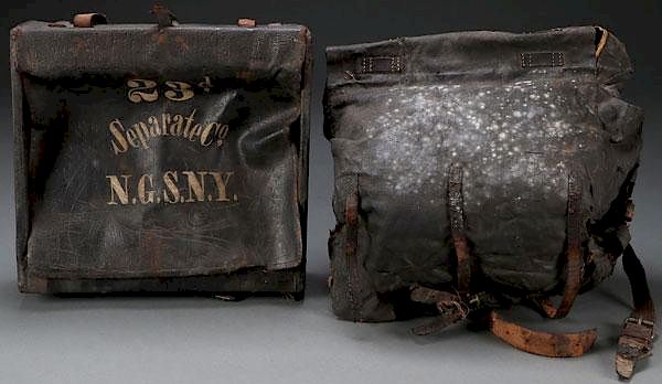 Appraisal: A PAIR OF CIVIL WAR KNAPSACKS A PAIR OF CIVIL