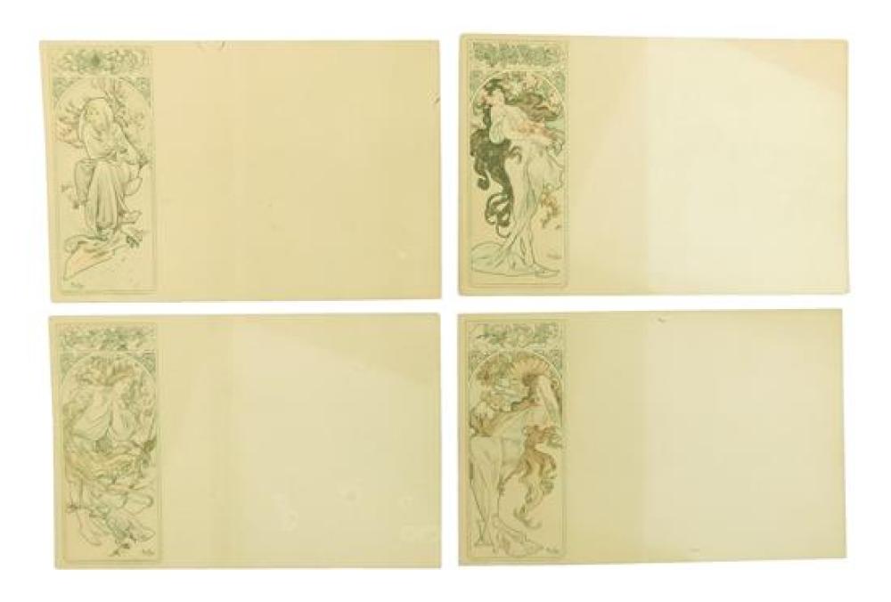 Appraisal: EPHEMERA Four Alphonse Mucha Czech - postcards includes set of