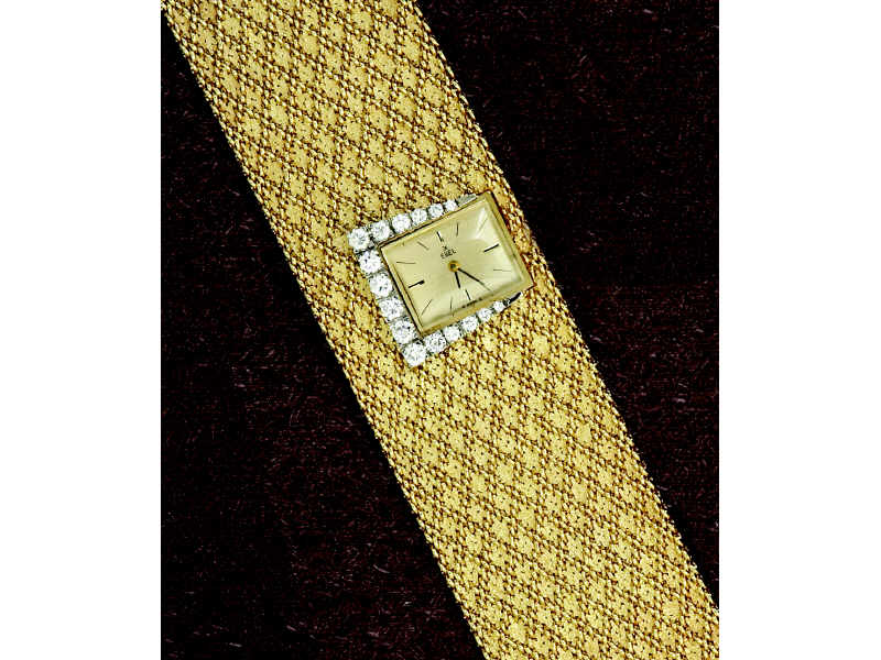 Appraisal: DIAMOND WATCH k yellow gold lady's Ebel watch with textured