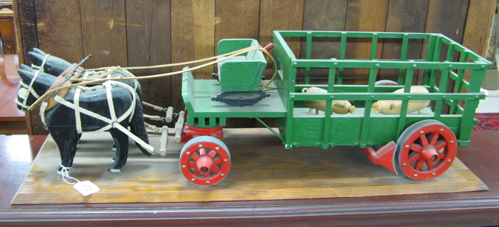 Appraisal: HORSE DRAWN LIVESTOCK WAGON in small scale size Two hand