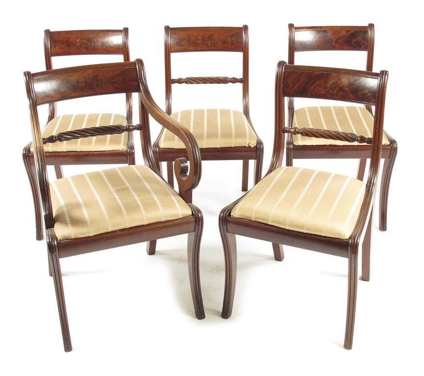 Appraisal: A set of five th century mahogany dining chairs