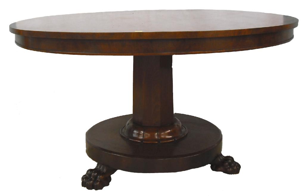 Appraisal: William IV mahogany circular centre table upon an octagonal pedestal