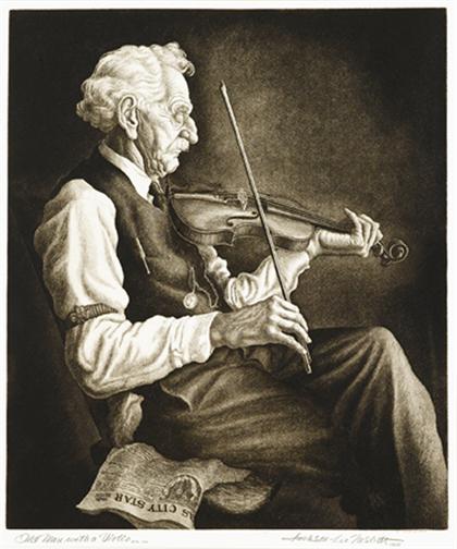 Appraisal: JACKSON LEE NESBITT american b OLD MAN WITH VIOLIN edition