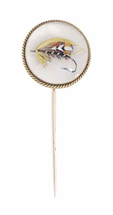 Appraisal: A Victorian reverse crystal intaglio stickpin the circular intaglio painted