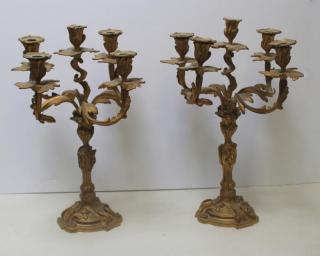 Appraisal: Pair of Antique Gilt Bronze Candlebra From a Greenwich CT