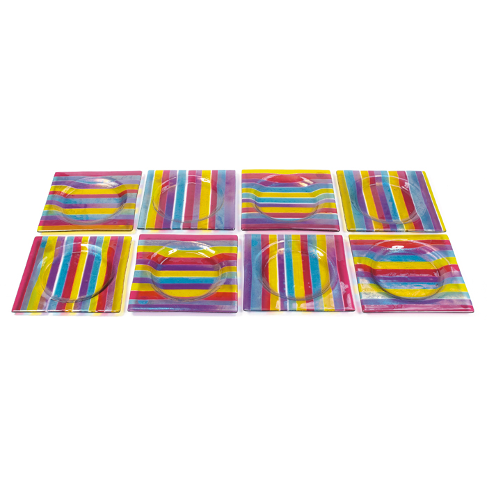 Appraisal: Renato Foti Pinstripe plates set of for Trio Design multi-colored