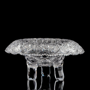 Appraisal: A Brilliant-Period Cut Glass Bishop's Hat Tripod Bowl likely Maple