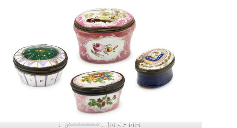 Appraisal: Group of four English enamel pill boxes th th century