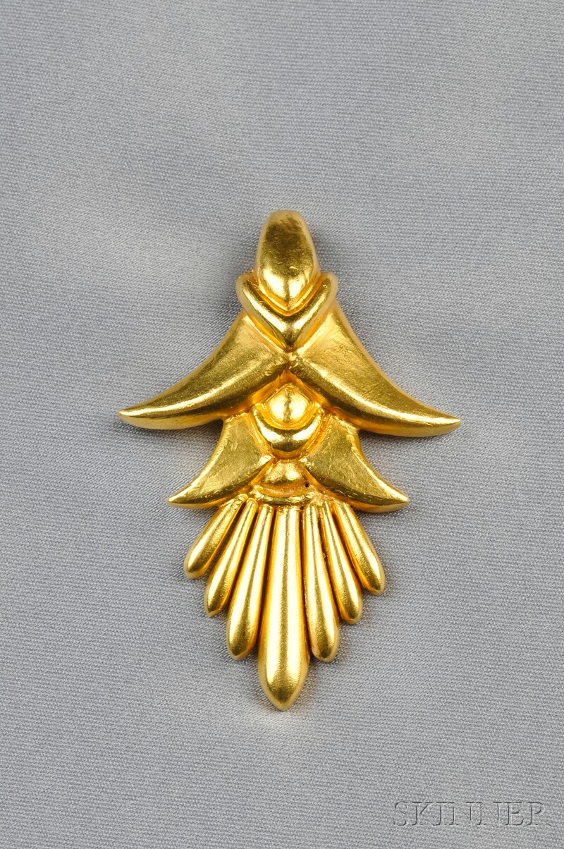 Appraisal: kt Gold Pendant Lalaounis designed as a lotus flower motif