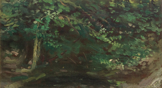 Appraisal: ARTHUR B DAVIES A Sylvan Landscape Oil on panel circa