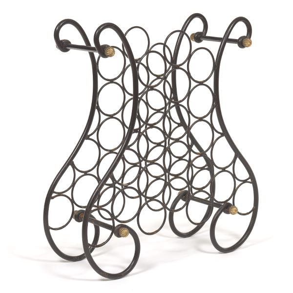 Appraisal: ELEGANT VINTAGE IRON AND BRASS TWENTY-ONE BOTTLE WINE RACK x