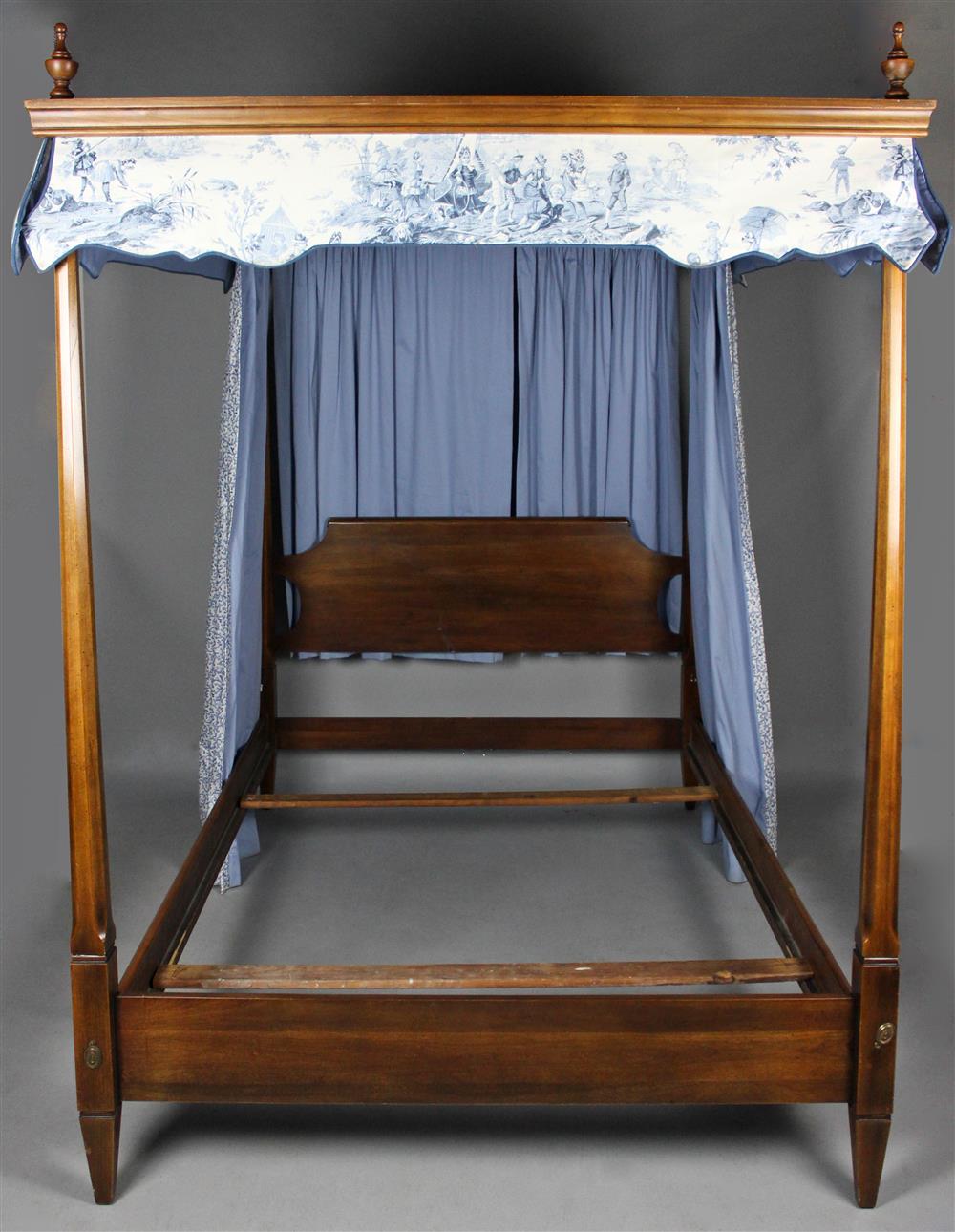 Appraisal: STATTON FEDERAL STYLE CHERRYWOOD FOUR POSTER TESTER BED shaped backscrolling