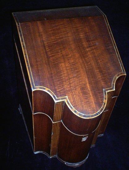 Appraisal: A George III mahogany and crossbanded knife box the hinged