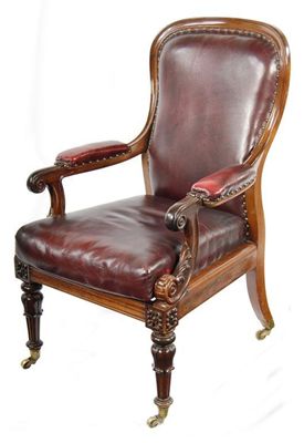 Appraisal: A William IV carved rosewood library armchair by John Wilkie