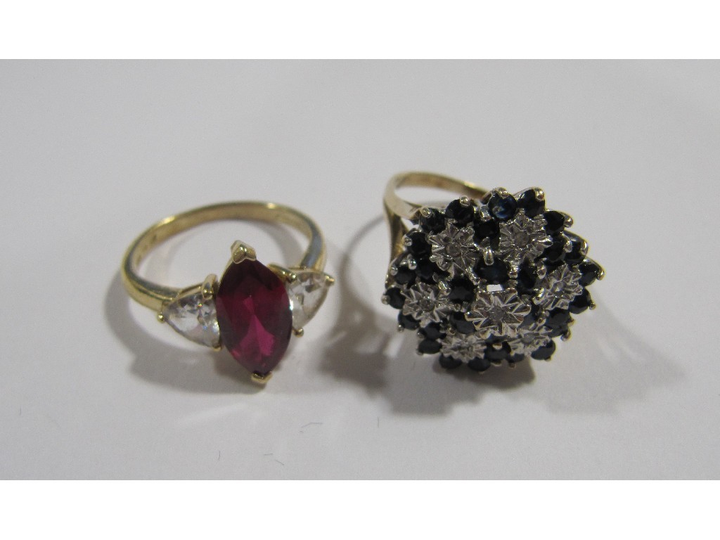 Appraisal: Lot comprising a fourteen carat gold cz and synthetic ruby