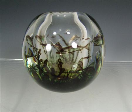 Appraisal: EDWARD HALD FOR ORREFORS GRAAL VASE CIRCA cased glass internally