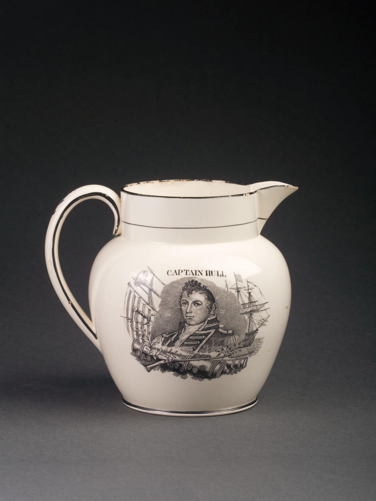 Appraisal: ENGLISH CREAMWARE BLACK TRANSFER-PRINTED JUG PROBABLY DAVENPORT CIRCA - Printed