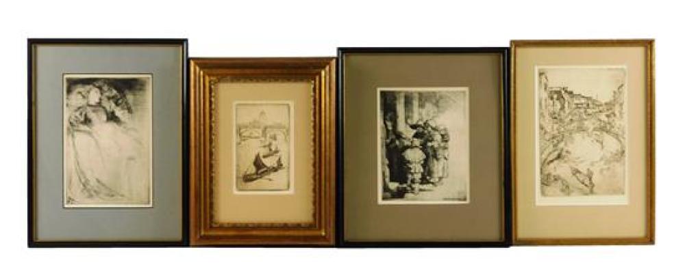 Appraisal: Four prints including Whistler and Rembrandt reproductions items include after