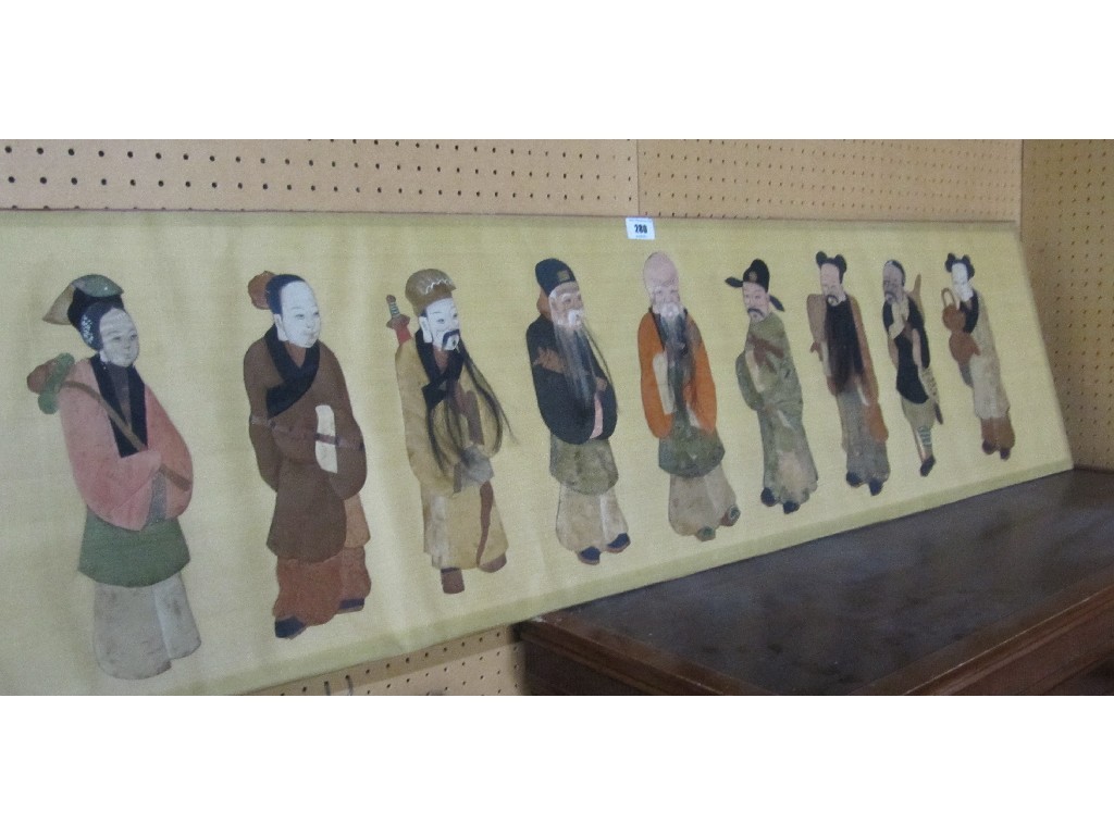 Appraisal: Wall panel with assorted Chinese figures