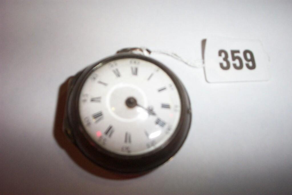 Appraisal: A Georgian silver pair cased pocket watch with enamel dial