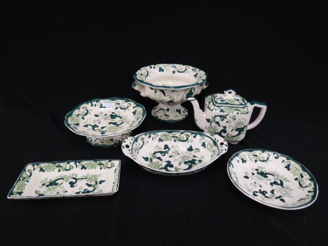 Appraisal: Mason's Ironstone Chartreuse Servers includes large pedestal fruit compote smaller