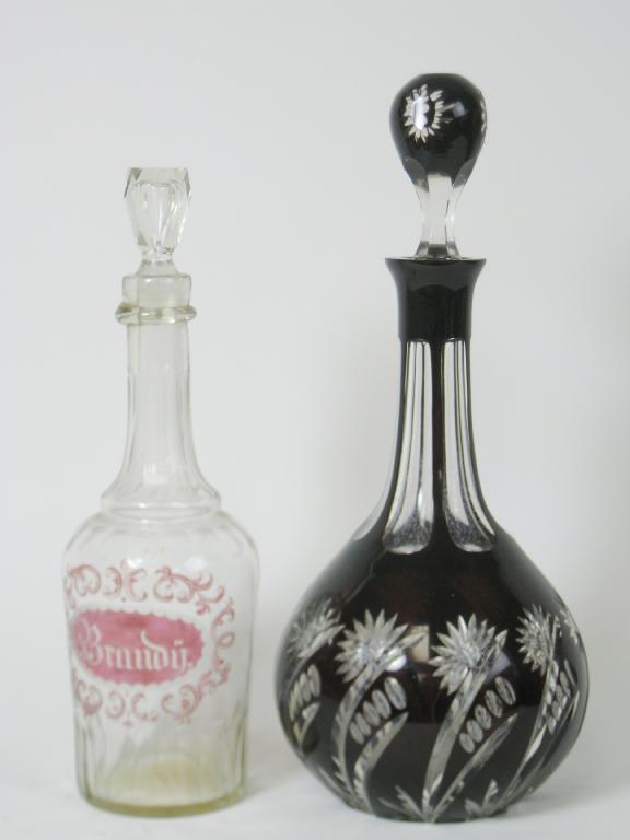 Appraisal: A th Century Bohemian cut-glass Decanter with a panel acid-etched