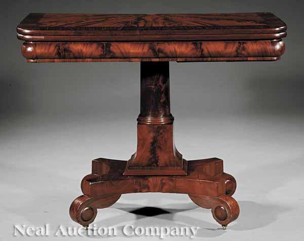 Appraisal: An American Classical Mahogany and Rosewood-Banded Games Table early th