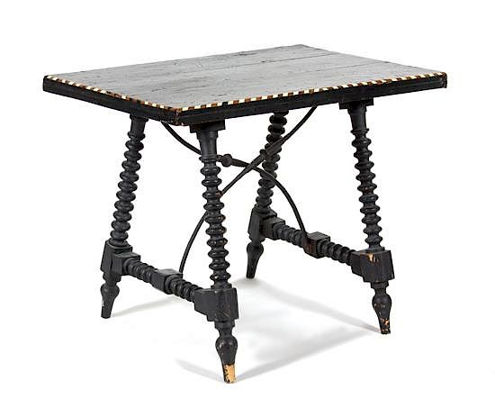 Appraisal: An American Ebonized Bone Inlaid Table Height x width x