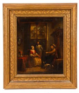 Appraisal: Continental School Interior Scene Oil th C Northern Continental late