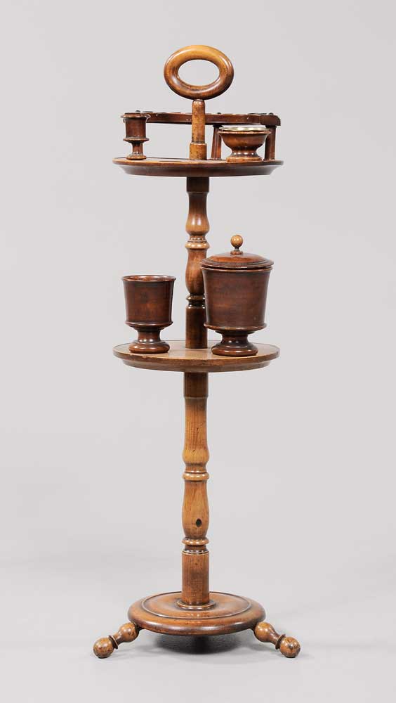 Appraisal: Treenware Smoking Stand British th century fruitwood with mellow brown