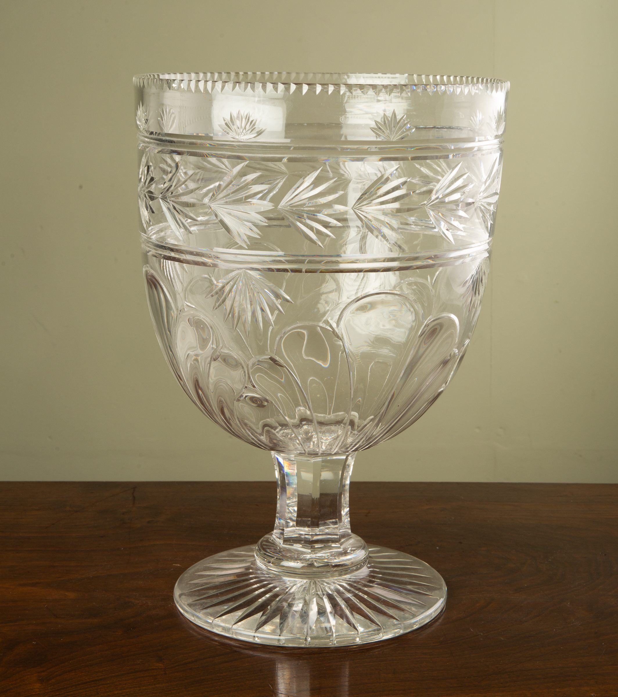 Appraisal: A large cut glass possibly Irish bowl on octagonal stem