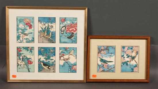 Appraisal: Eight Japanese color woodblock prints of birds in two framed