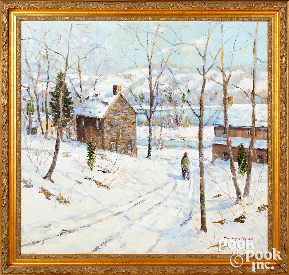 Appraisal: Christopher Willett oil on canvas Lumberville Christopher Willett American b