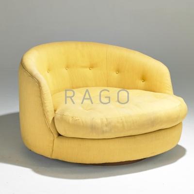 Appraisal: MILO BAUGHMAN THAYER COGGIN Low wide lounge chair on tilt-swivel