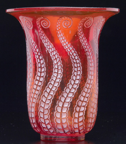 Appraisal: R LALIQUE Vase Meduse cased red c M p No