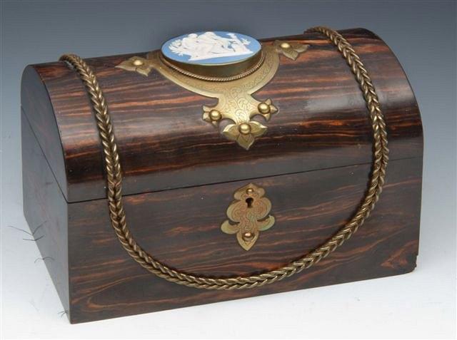 Appraisal: A VICTORIAN COROMANDEL AND WEDGWOOD INLAID DOME TOP BOX with