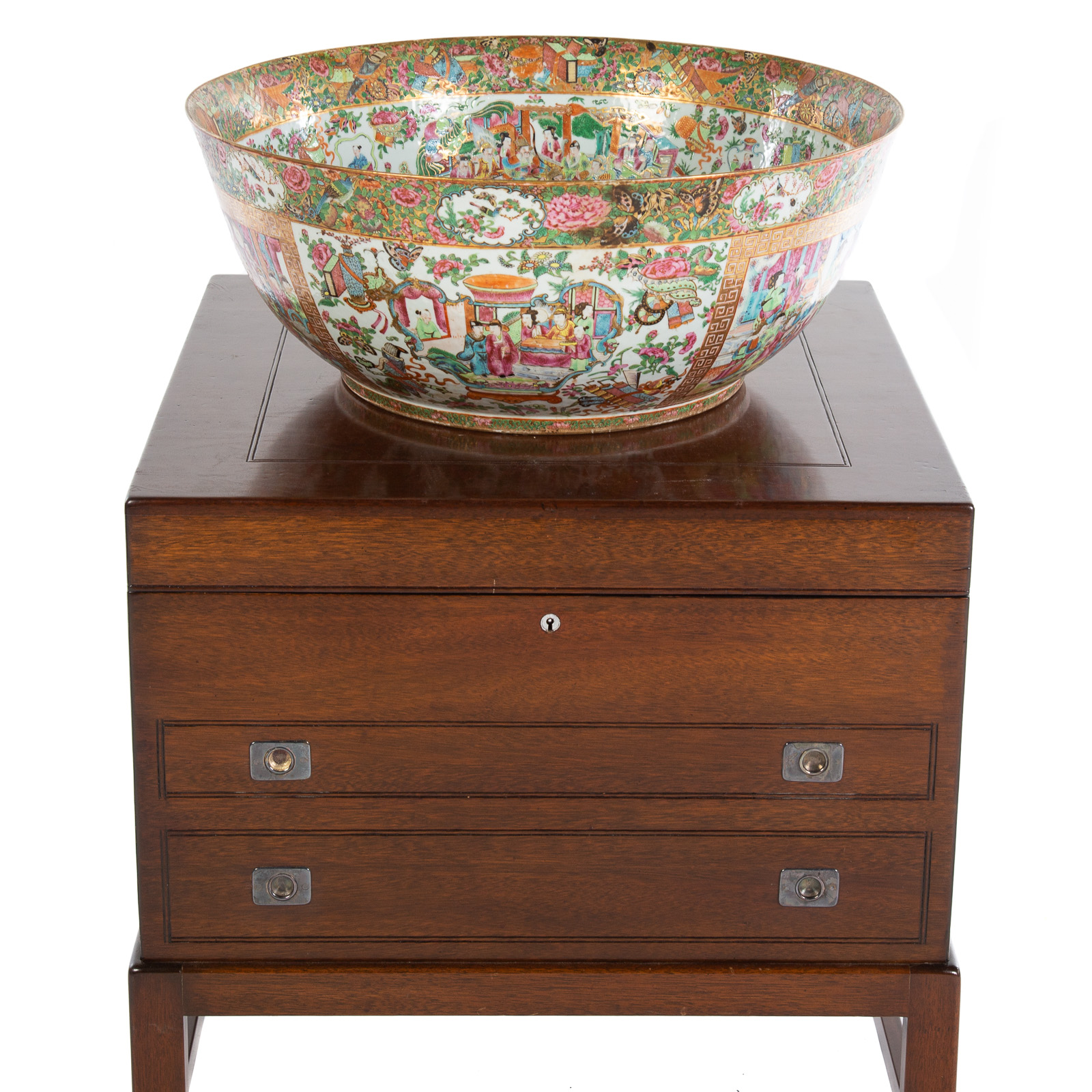 Appraisal: MONUMENTAL CHINESE EXPORT ROSE MANDARIN PUNCH BOWL Circa - magnificent