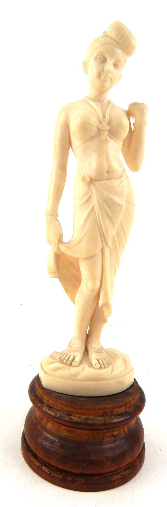 Appraisal: ASIAN Early th C Indian carved ivory figure depicting standing