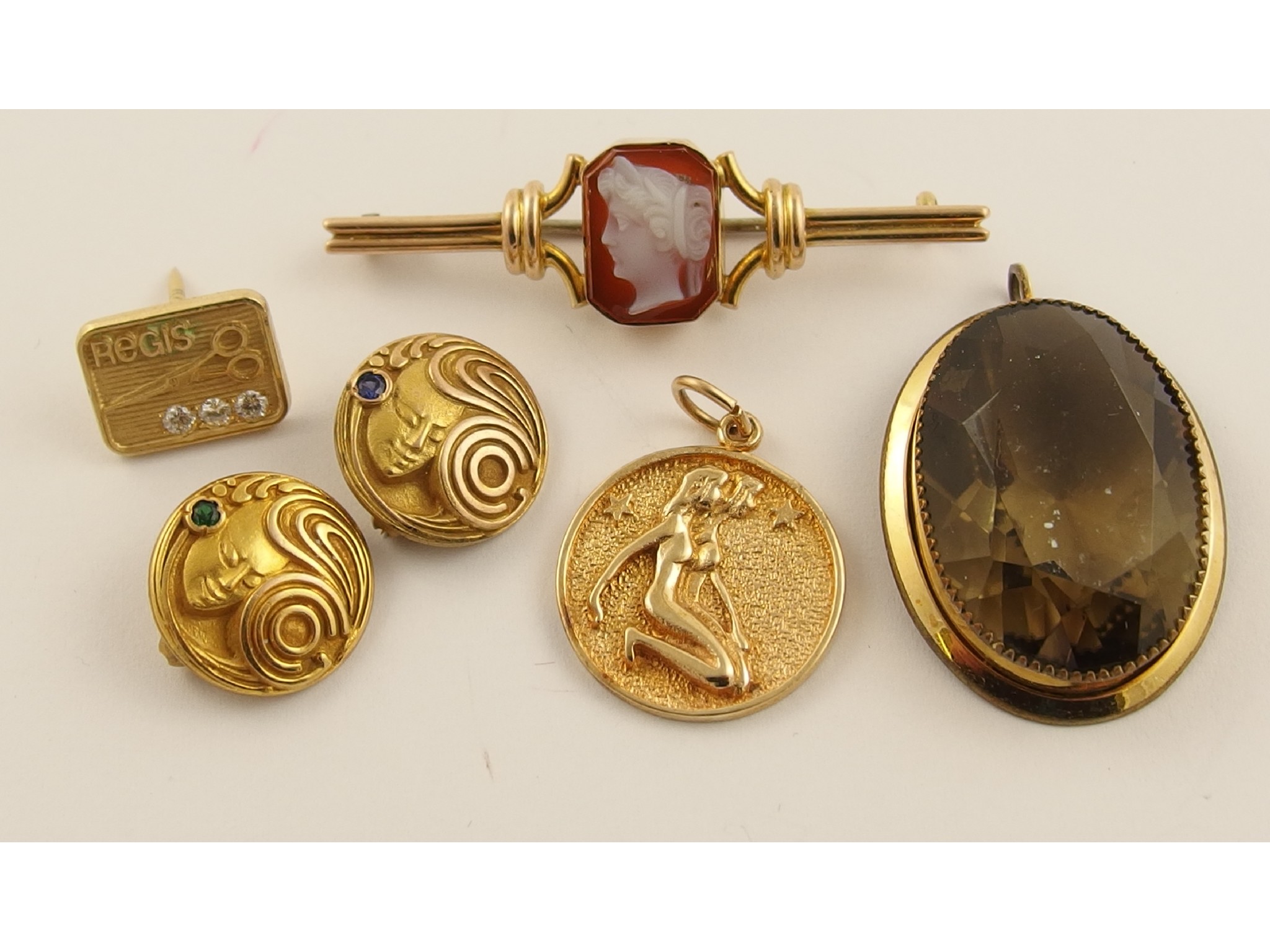 Appraisal: A ct glass cameo brooch a k Gemini pendant three