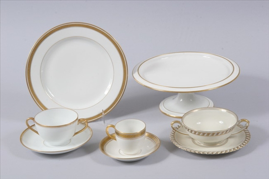 Appraisal: -PIECE ASSEMBLED GILT PORCELAIN PARTIAL LUNCHEON SERVICE Including eleven Limoges