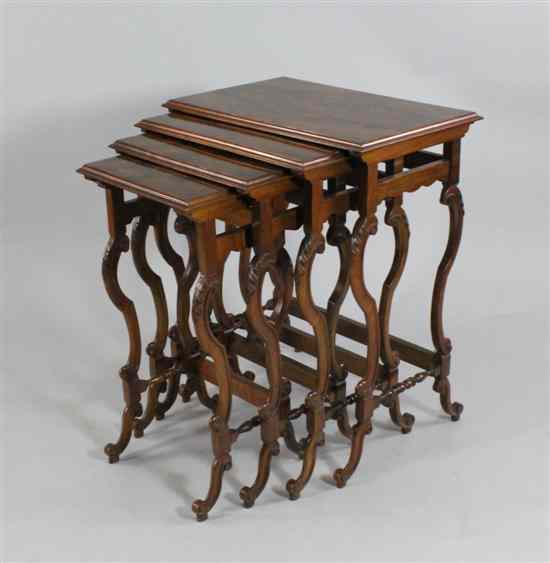 Appraisal: An early th century walnut quartetto nest of tables with