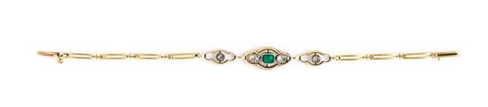 Appraisal: Sale Lot An Antique Yellow Gold Silver Emerald and Diamond