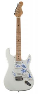 Appraisal: UB Signed Guitar White-bodied six string electric guitar signed by