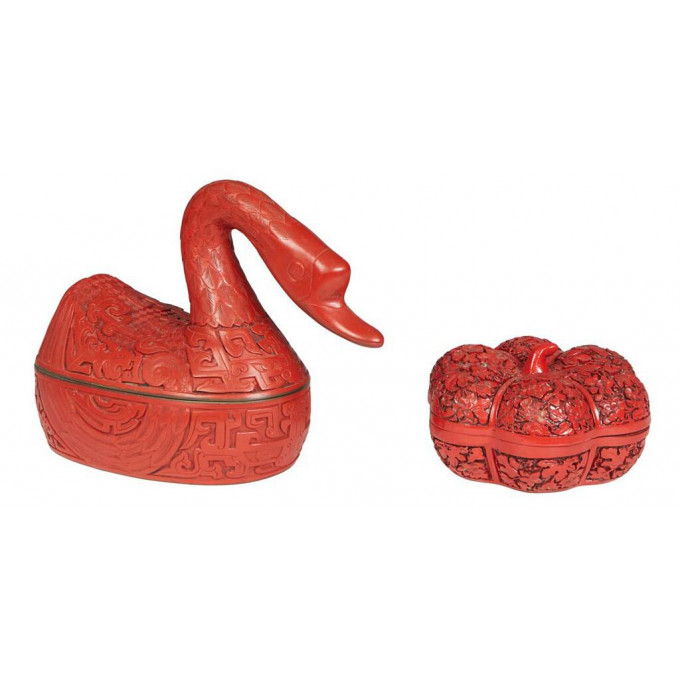 Appraisal: Two Pieces of Cinnabar th c consisting of a swan