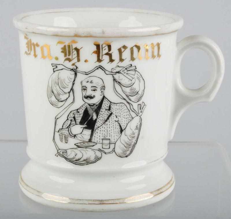 Appraisal: Oyster Eater Shaving Mug Description Marked Fra H Ream across