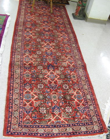 Appraisal: THREE PERSIAN RED FIELD HAMADAN AREA RUGS all hand knotted