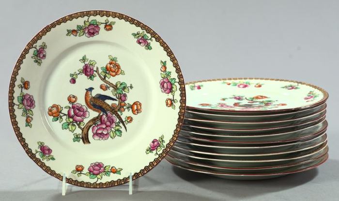 Appraisal: Set of Twelve Victoria Porcelain Works Czechoslovakia Porcelain Dinner Plates